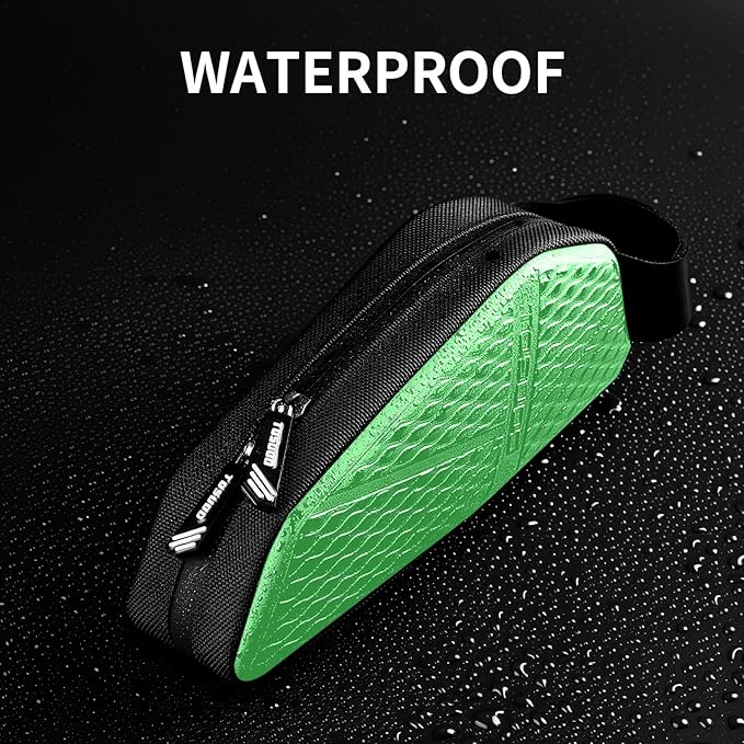Bike Top Tube Bag, Small Front Frame Bag, Waterproof PU & EVA Hard Shell Bicycle Pouch for Phone & Tools, Cycling Accessories (1.2L)