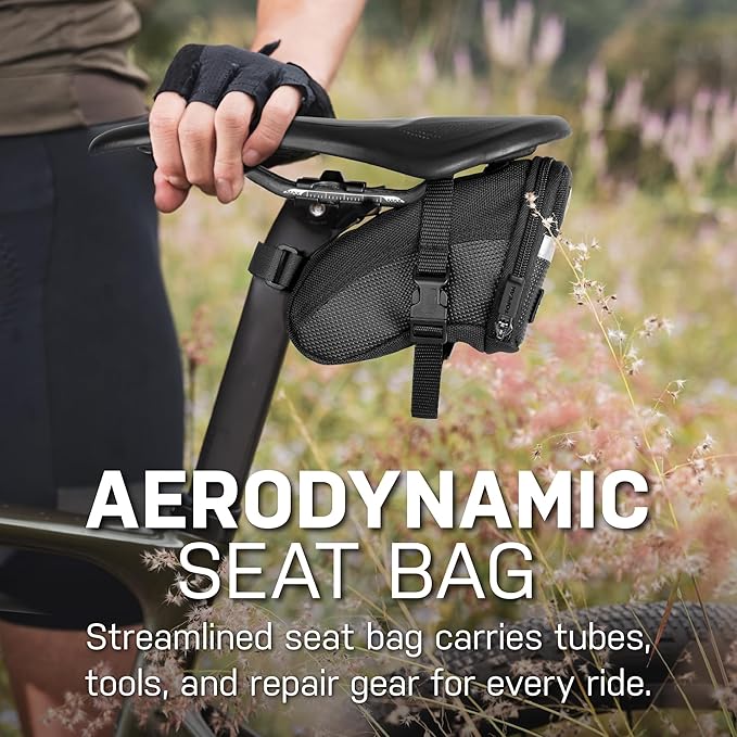 Topeak Aero Wedge Pack (Small, Strap Mount) – Aerodynamic Seat Bag for Tubes & Tools, Polyester, Reflective Trim, Quick-Release Strap System Fits All Railed Saddles, Durable Compact Cycling Storage