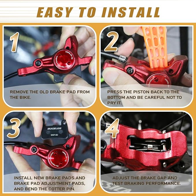 BUCKLOS Bike Disc Brake Pads - Bicycle Disk Brake Pads for Zoom/Shimano Deore XT XTR LX SLX Hone Alfine Saint for Ebike/Mountain Bike/Electric Bike/Road/Scooter