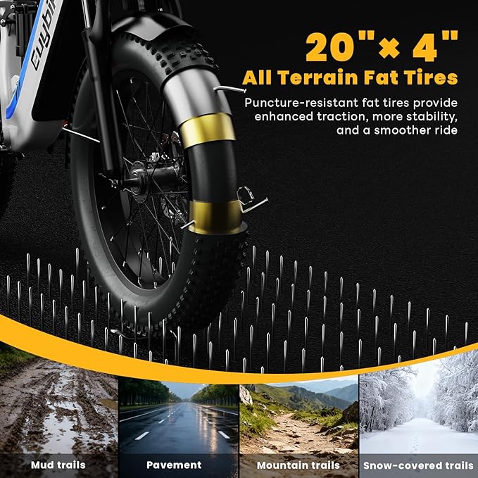 Auloor 1500W Motor Electric Bike for Adults and Seniors, 48V 20AH Removable Battery City Step Thru EBike, 30+MPH & 70 Miles 20" Fat Tires 7 Speed Electric Commuter Bicycle for Women and Teens