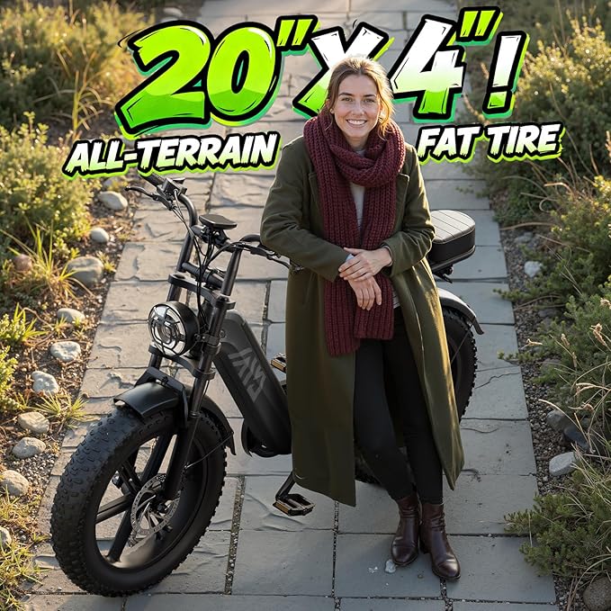 TST Electric Bike for Adults, 1500W Peak Motor Ebike with 48V 15Ah Built-in Battery, 60 Miles Range 28 MPH Electric Bike, 20" Fat Tire E Bike with 7 Speed
