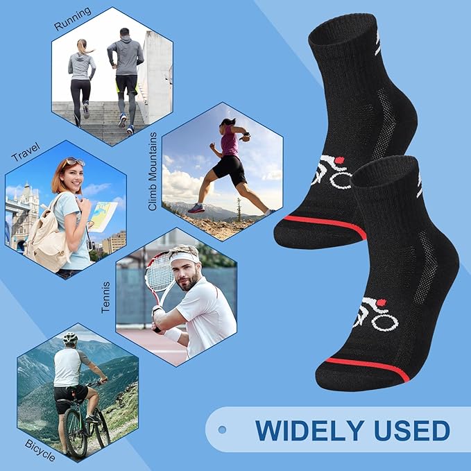 Bonuci 5 Pairs Mens Cycling Socks Sports Bike Socks Unisex Nylon Colorful Athletic Socks Breathable Cycling Gifts for Women
