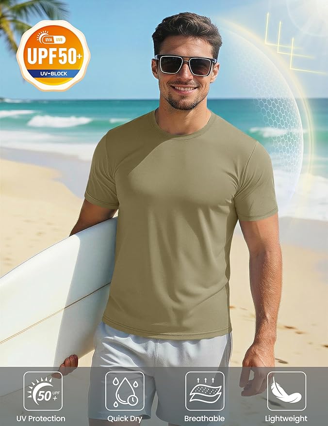 MAGCOMSEN Men's Short Sleeve UPF 50+ T-Shirt Quick Dry Workout Athletic Running Swim Tops Tee Rash Guard Performance Shirts