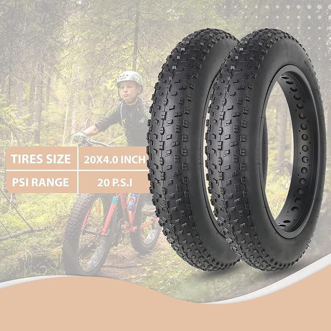 MOHEGIA Fat Bike Tire: 20x4.0/26x4.0 Inch Fat Tire,High-Performance and All-Terrain Folding Replacement MTB Bicycle Tire with Street or Trail Riding