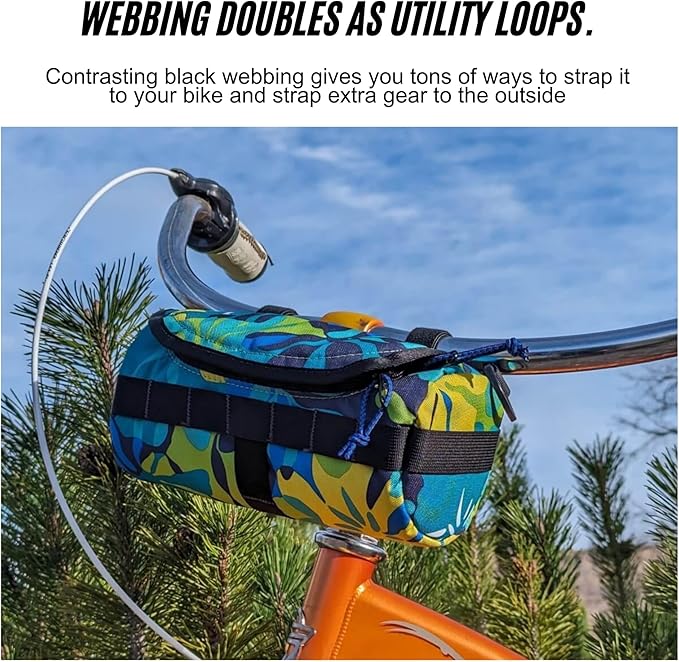 Handlebar Bag (MargaRidaVille) | 2 Liter Capacity | Spacious Bike Bag w/ 2 Extra Long Buckle Straps & 1 Hook-and-Loop Strap | Water Resistant Front Basket | Bike Accessories | Made in USA