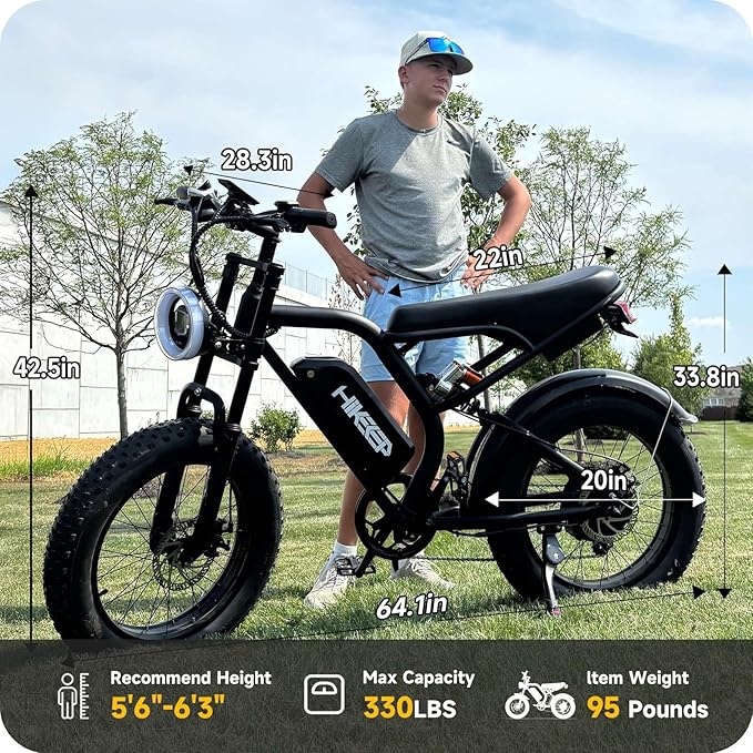 Electric Dirt Bike for Adults - Peak 1500W/3000W Electric Bikes, 48V/52V 15.6Ah/25Ah/40Ah, 50-100 Mile Range(PAS Mode), 16/20 Inch All-Terrain Fat Tire Motorcycle