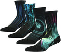 HUSO Cycling Socks for Men Women, Novelty Bike Socks Fun Running Basketball Athletic Crew Socks 3, 4, 7 Pairs