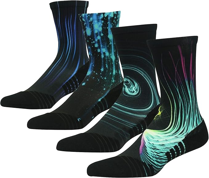 HUSO Cycling Socks for Men Women, Novelty Bike Socks Fun Running Basketball Athletic Crew Socks 3, 4, 7 Pairs