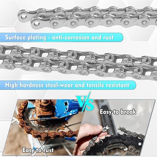 BUCKLOS 6/7/8/9/10/11/12 Speed Bike Chain, High Performance Lightweight Bicycle Chains for Road Bike/Mountain Bike/Ebike,Compatible with Shimano, SRAM, Campagnolo Silver/Gold