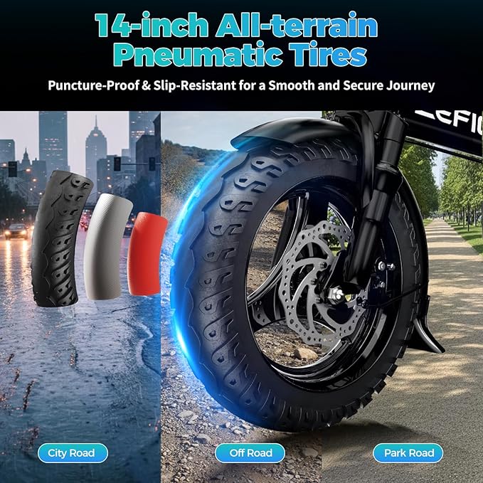 Electric Bike for Adults Teens, 800W Peak Motor, 25MPH Folding Ebike, 30 Miles, 48V 10AH Removable Battery, 14" Foldable Electric Mini Bike for Commute Outdoor
