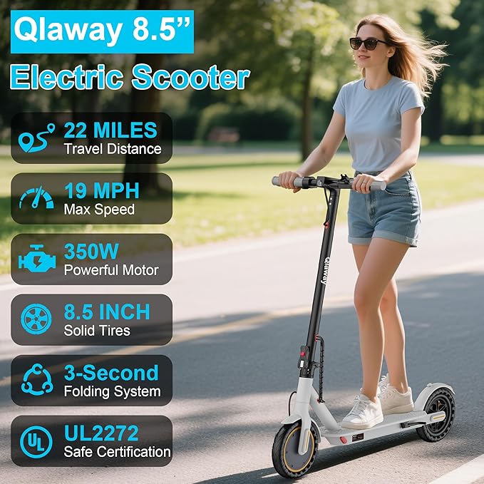 8.5" E Scooter for Adults 19/22 MPH 350/500W Motor 187.2/288.6/441WH Battery, Motorized Scooter Up to 22 Miles Range, Foldable Bearing 265 LBS/APP Control