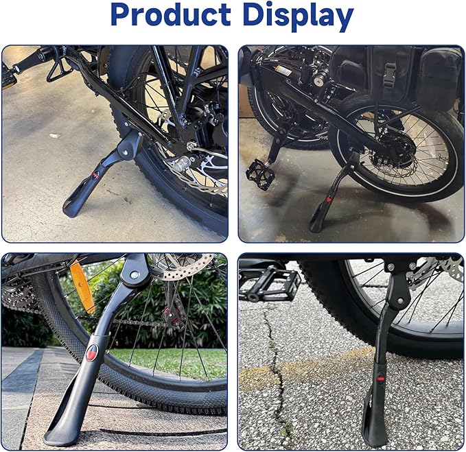 Universal Ebike Kickstand Compatible with Ridstar Q20 Pro Lite H20 H26 Pro Super 73 S2 RX Electric Bike, Adjustable Kick Stand for 20-29 Inch Adult Mountain Bike Fat Tire Folding E-Bike Parts