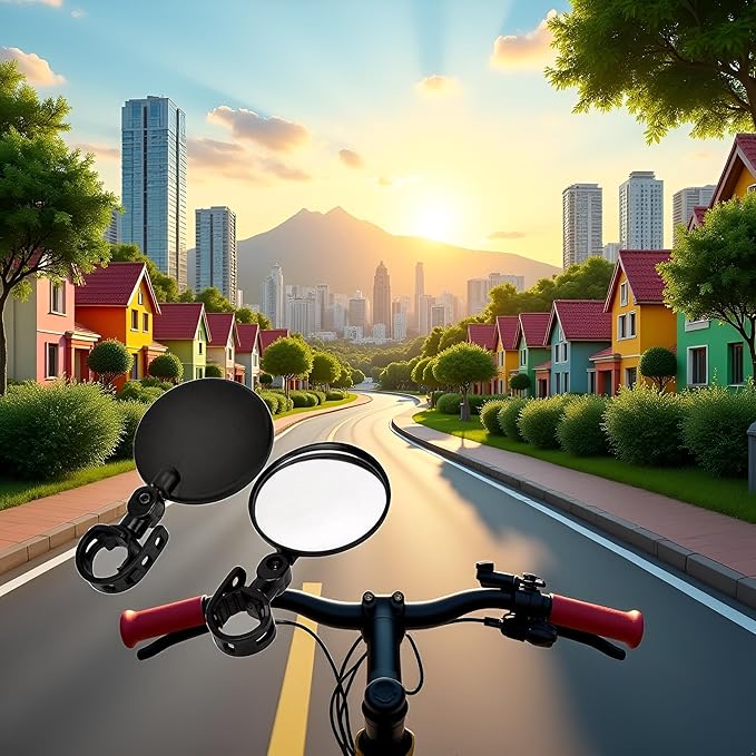 2Pcs Black Adjustable Rear View Mirror for Bikes, Universal Rearview Mirror for Handlebars, Bike Mirrors, Wide Angle Acrylic Convex Safety for Adult Bikes/Kids/Road/Mountain Bike