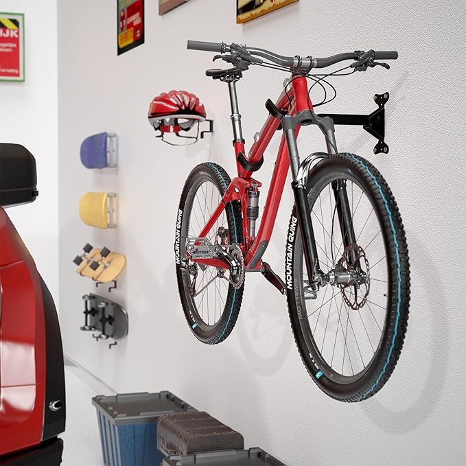 Bike Wall Mount Hanger, 2 Pack Heavy-Duty Durable Storage Garage Hook, Adjustable Indoor Bicycle Hanging Arms Bike Holder Rack, Hold up to 66lbs in Apaterment, Shed