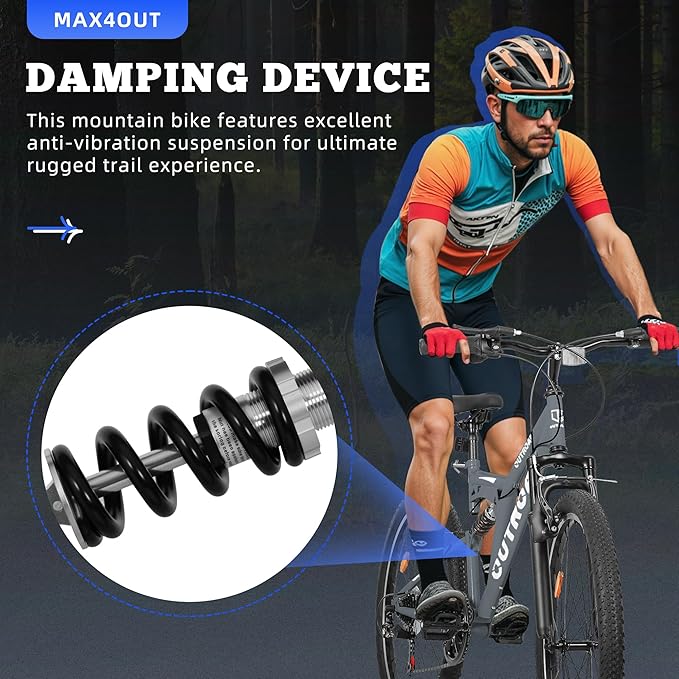 26 inch Mountain Bike Dual Full Suspension, Outdoor Hybrid Bikes,7-Speed/High-Carbon Steel, for Men Women Adult, MTB Bicycle with Suspension Fork,Sleek Colors