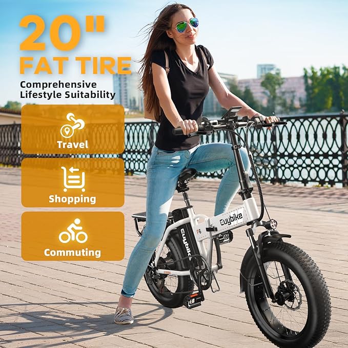 1000W Folding Electric Bike,48V 20AH Removable Battery E Bike,30+MPH,80 Miles Max Range Electric Bike for Adults,20" Fat Tire Foldable ebike,Adult Electric Bicycle for Commute Beach Snow