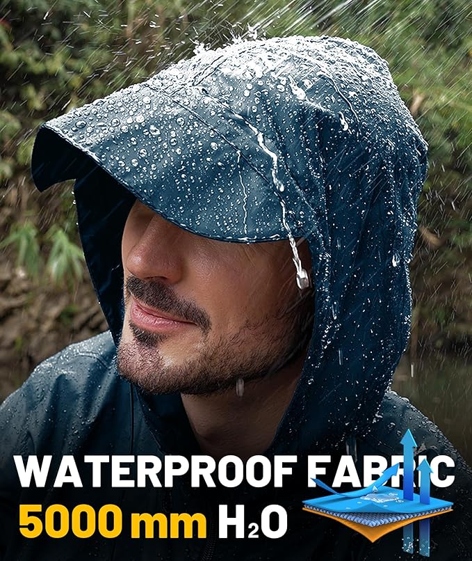 SWISSWELL Mens Rain Jacket & Coats Packable Lightweight Waterproof Windbreaker Hooded for Golf Cycling Hiking