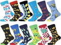 WeciBor Men's Dress Funny Crazy Colorful Novelty Combed Cotton Crew Socks 12 Pack - Size 7-10/10-13/13-15