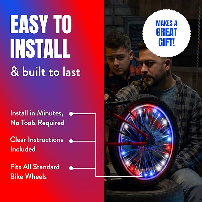 Activ Life 2-Tire Pack LED Bike Wheel Lights with Batteries Included, Get 100% Brighter and Visible from All Angles for Ultimate Safety and Style