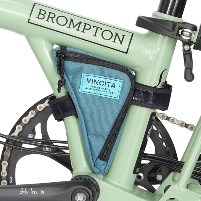 Vincita Boomerang Bag 3.0 – Frame Bag for Brompton Bike (A, C & P Line) – Anti-Slip Slim Tool Pouch with Magnetic Mount – Detachable Straps & Bright Lining – Fold-Compatible Storage (Blue)
