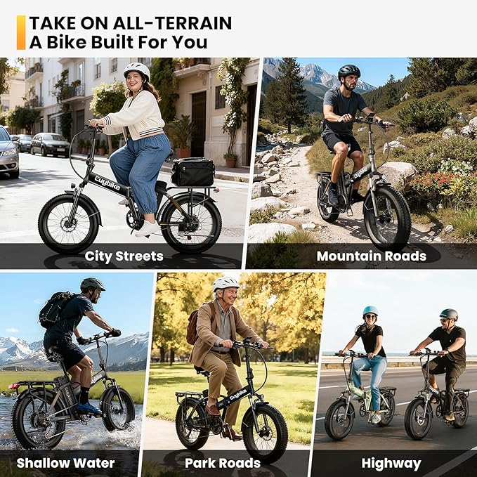 Auloor Folding Electric Bike for Adults,1000W Motor(1000W Peak),30MPH, 80Mile,48V 20AH Battery,20" Fat Tire Foldable Electric Bicycle,Commuter Beach Snow E-Bikes,7-Speed