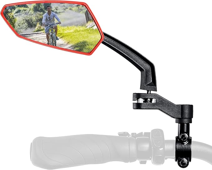 Addmotor Bike Mirrors, 1 Pair Bicycle Mirror Handlebar Mount, 360° Adjustable Rotatable Bike Mirror, HD, Safe Handlebar Rearview Mirror, Bike Accessories Bicycle Mirrors Set(Red)