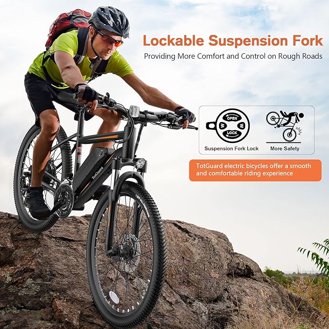 TotGuard Electric Bike for Adults, 27.5" Electric Bike 500W Ebike 20MPH Adult Electric Bicycles Electric Mountain Bike,48V 499WH Removable Lithium Battery,21-Speed Gears,Lockable Suspension Fork