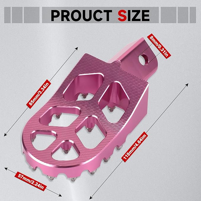 Mini Bike Foot Pegs CNC Anti-Slip Wide Footpegs for CRF50 CRF70 Coleman CT100U CT200U BT200X CC100X CRF XR50 70 110 125 SSR Apollo TaoTao Motorcycle Dirt Bike Pit Bike Pedals (Pink)