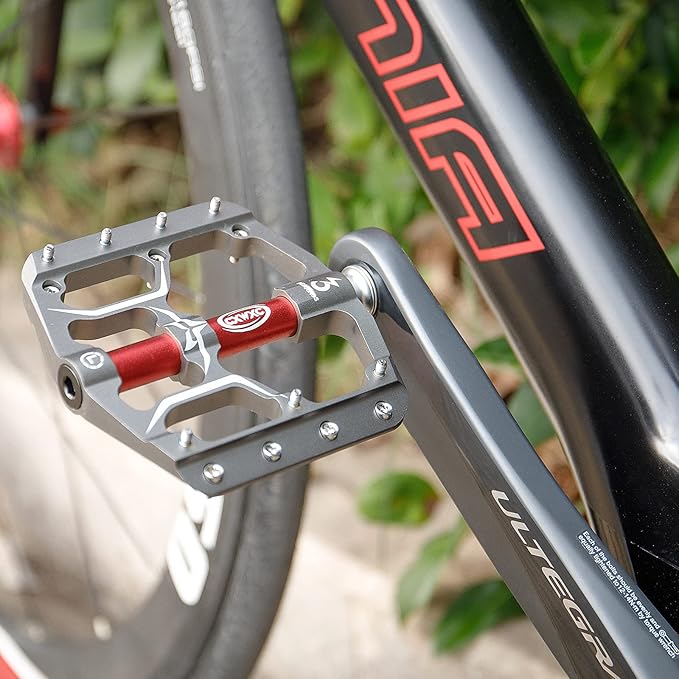 Road/Mountain Bike Pedals - 3 Bearings 9/16” Aluminum Alloy Bicycle Pedals - Mountain Bike Pedal with Removable Anti-Skid Nails