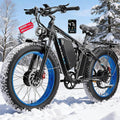 9000W Peak Electric Bike for Adults,58V Max-Output 1972Wh Dual Motor Ebike,47MPH 105Miles Range,24" x4.0 Fat Tire Hydraulic Disc Brake Full Suspension E-Bike for Mountain Snow Commuter