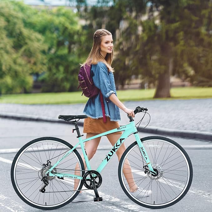ZUKKA 700C Road Bike for Adult 7 Speed Road Bike Hybrid Road Bicycle Aluminum Frame/Dual-Disc Brakes/Multiple Colors