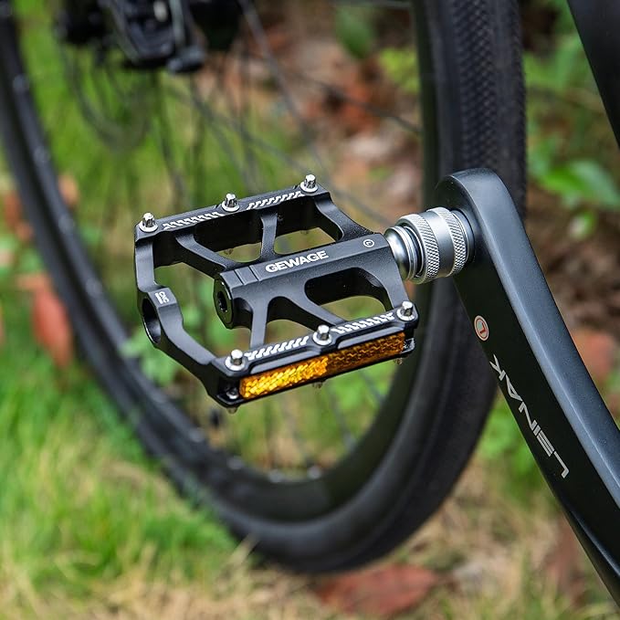 Bike Bicycle Pedals - 9/16” Quick Release Pedals Aluminum Flat Pedals - 3 Bearings Bicycle Pedals with Reflectors for Mountain Road BMX MTB Folding Bike
