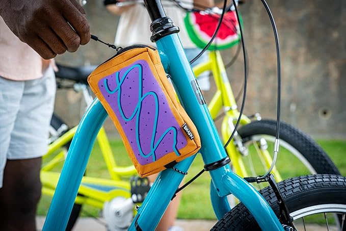 Snack! Top Tart Bike Bag – Purple Bicycle Accessory Pouch – Bike Stem and Handlebar Pouch Bag – Compact Phone Holder for Bikes and E-bikes – Cute and Fun Accessory for Bicycle Riders