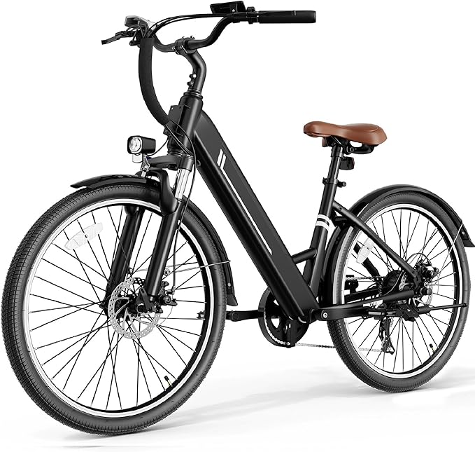 Jasion 26" Electric Bike for Adults, Internal Removable Battery Ebike with 3 Modes & 7-Speed, UL2849 Certified, 1200W Peak Motor, Max 28Mph & 50Miles, Shock Absorber, Electric City Commuter Bicycle