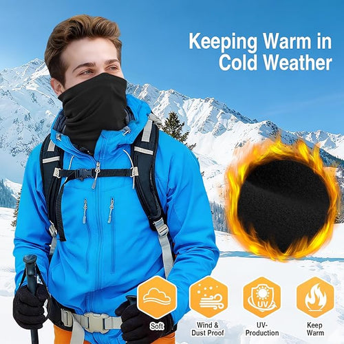 2 Pack Winter Neck Gaiter Warmer for Men&Women,Windproof Face Cover Fleece Face Mask Scarf for Cold Weather Sport