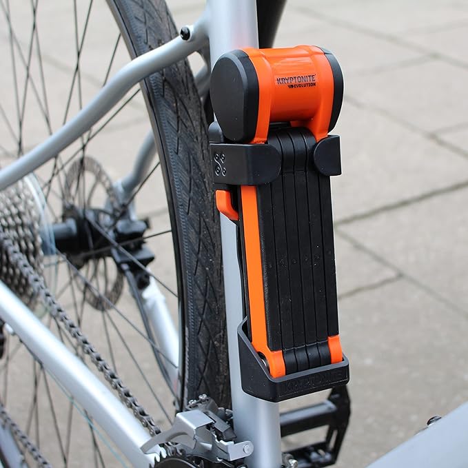 Kryptonite Evolution 790 Folding Bike Lock, Compact Lightweight High Security Anti-Theft Foldable Bicycle Lock with 2 Keys and Mount for E-Bikes Scooter Road Mountain Bikes, 90cm (35 in) Orange