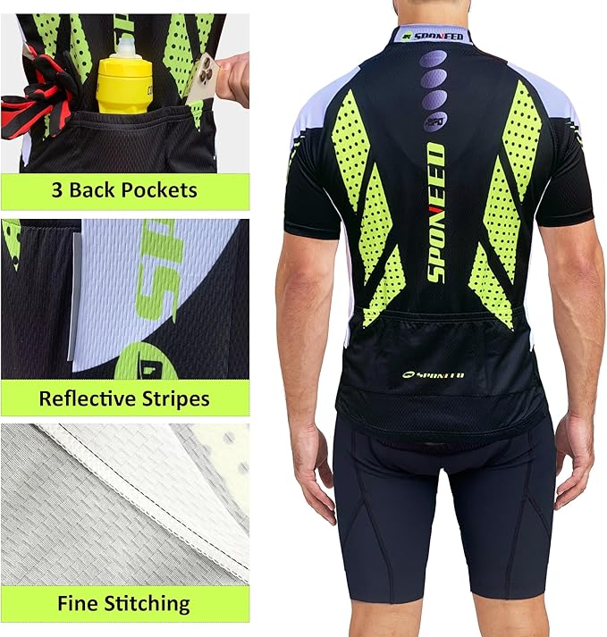 Men Bike Jersey Short Sleeve Road Cycling Shirts Biking Tops Moisture Wicking