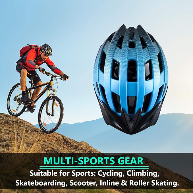 Adult Bike Helmets, Adjustable Mens Womens Bicycle Helmet, Lightweight Road Mountain Cycling Safety Sports Helmets with Detachable Visor