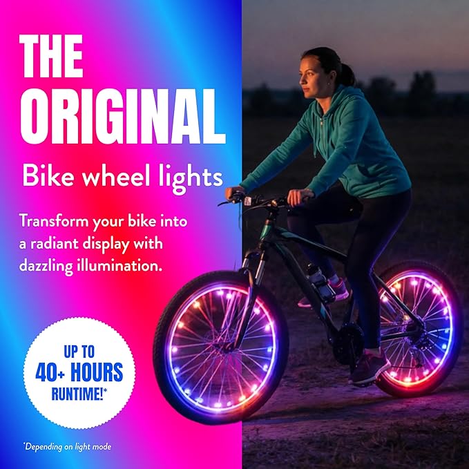 Activ Life 2-Tire Pack LED Bike Wheel Lights with Batteries Included, Get 100% Brighter and Visible from All Angles for Ultimate Safety and Style