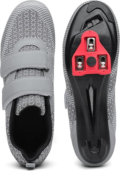 Unisex Road Bike Cycling Shoes Compatible with Peloton Shimano SPD Bike Riding Shoes for Men Women, 3 Straps, Pre-Installed Delta Cleats for Indoor Outdoor Cycling Biking