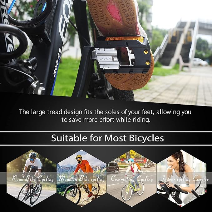 KABON Folding Bike Pedals, Bicycle Foldable Pedals with Aluminum, Universal 9/16 inch Non-Slip Cycling Pedals for Folding Bike, BMX Bike, Road Bike, Mountain Bike MTB