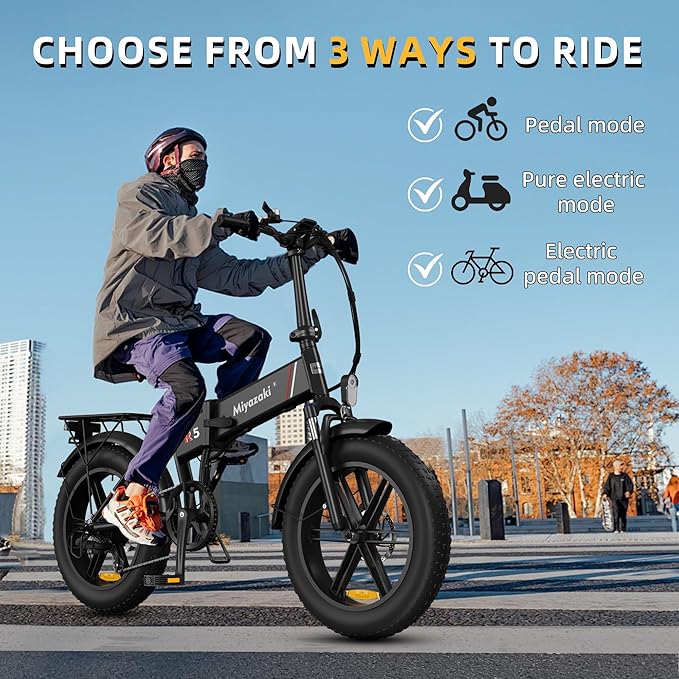 Miyazaki Folding Electric Bike for Adults, Space Aluminum Frame,1000/1500w Brushless Motor Foldable Ebike, 48v16/17.5ah Removable Battery,20"X4.0" Fat Tire Electric Bicycle, Hydraulic Oil Brake