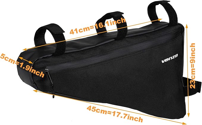 Venzo Road Mountain Bike Bicycle 2.5L 210D Waterproof Polyester Under Frame Top Tube Front Storage Triangle Pouch Bike Touring Packing Bags