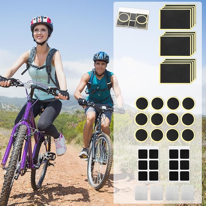 40 Pcs Bike Tire Repair Kit Includes 36 Pieces Glueless Bike Tube Patches Bicycle Tire Patch Kits Metal Rasp Puncture Patches Kit for Motorcycle BMX Cycling MTB Road Mountain Bikes