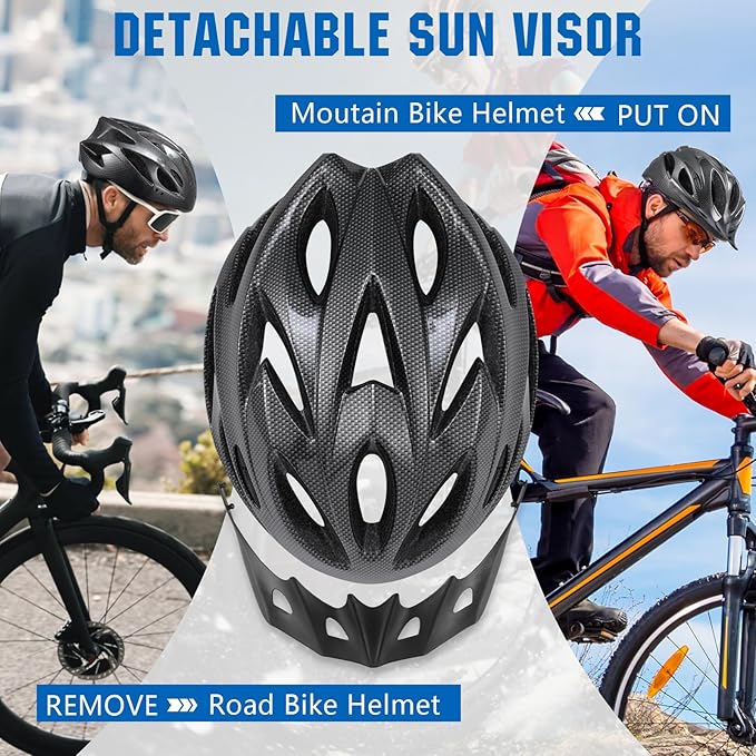 Zacro Adult Bike Helmet Lightweight for Men Women Comfort with Pads&Visor, Certified Bicycle Helmet for Adults Youth Mountain Road Biker
