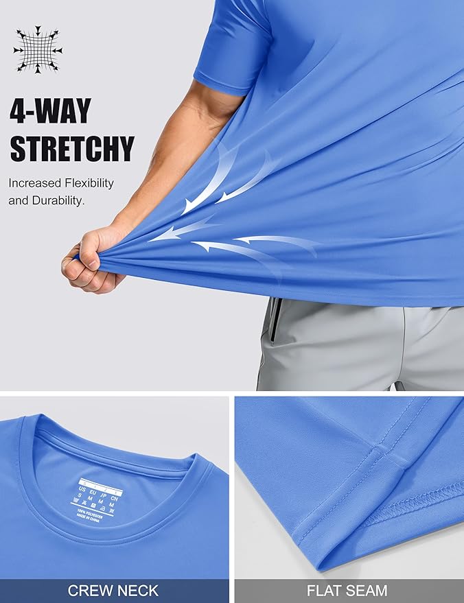 MAGCOMSEN Men's Short Sleeve UPF 50+ T-Shirt Quick Dry Workout Athletic Running Swim Tops Tee Rash Guard Performance Shirts