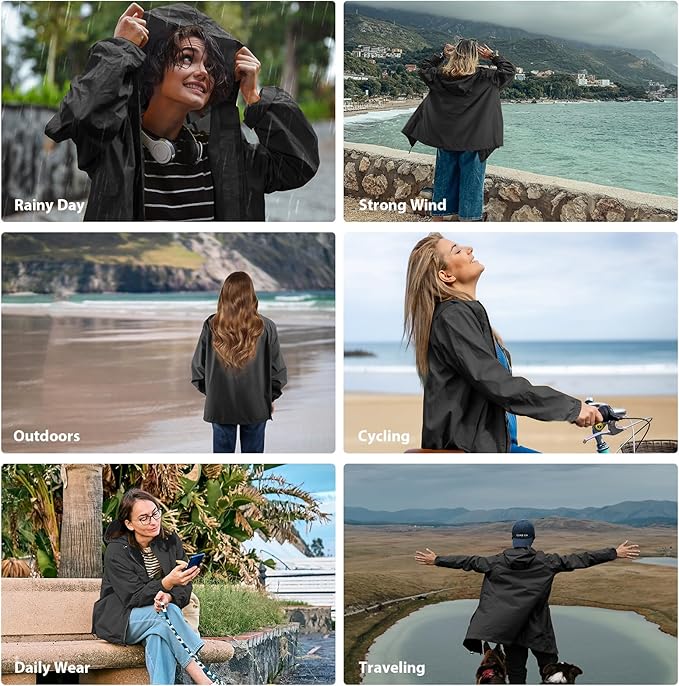 SOPPY Rain Jacket Women Waterproof Jacket With Hood Lightweight Raincoat with Pockets Windbreaker Breathable Rain Coats