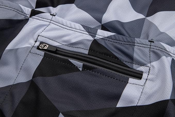 GCRFL Men's Cycling Jersey Short Sleeve Biking Shirt with 3 Rear Pockets + Zipper Pocket Breathable Quick Dry Bicycle Jersey