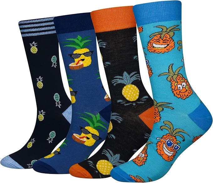 Cansok Men's 2/4 Packs Fun Crazy Novelty Dress Crew Socks