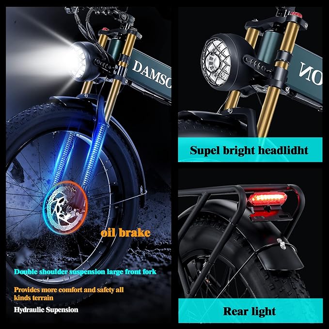Electric Bike for Adults 1500W Peak 30 MPH E-Bike 70-140 Mile, 48V 20/40 Ah Removable Battery, 26" Fat Tire Electric Dirt Bike, Full Suspension, Dual Hydraulic Disc Brakes, 7 Speed